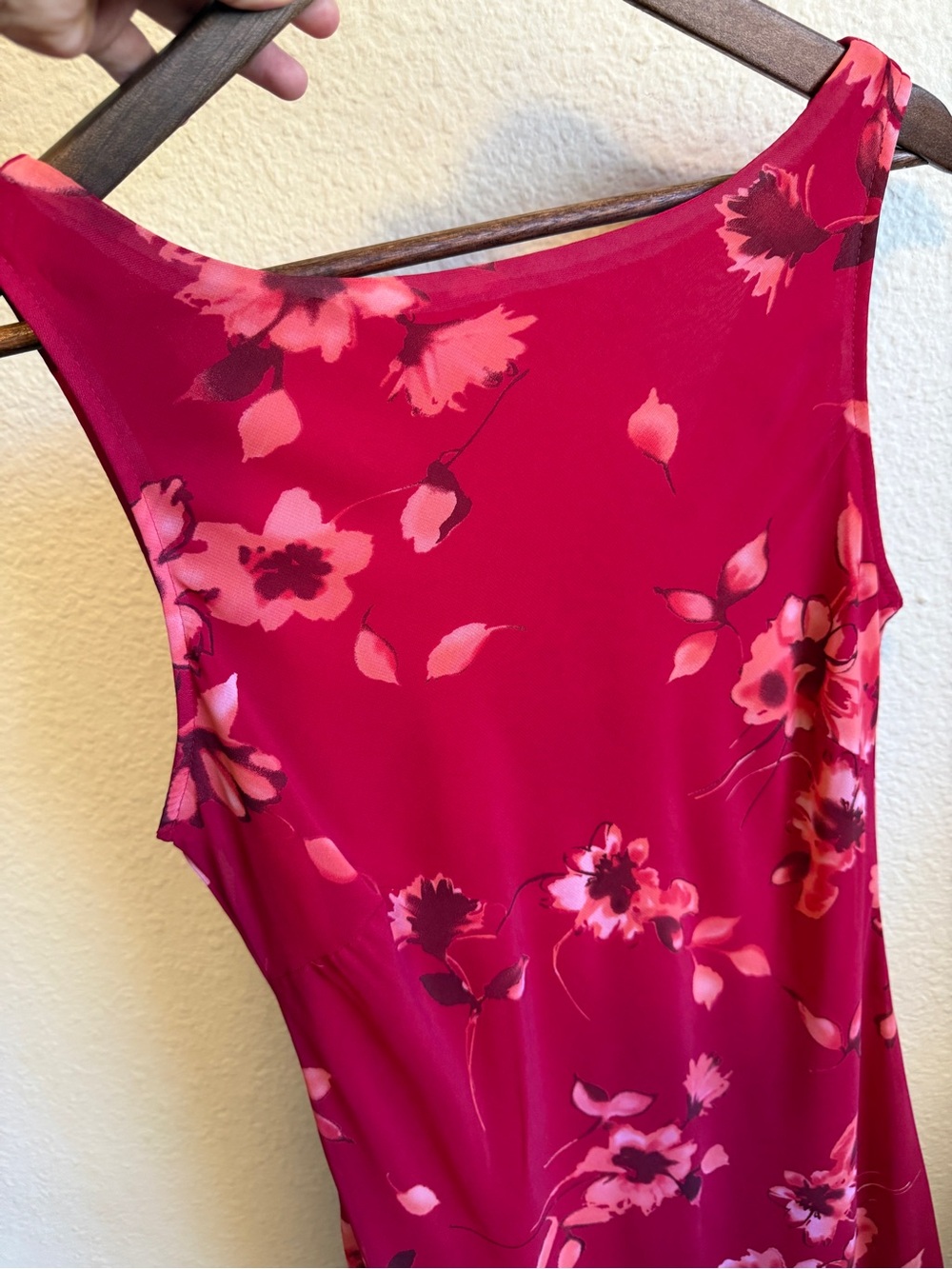 Johnnie M. Red Floral Midi Dress – Size 14 - Picture 3 of 7